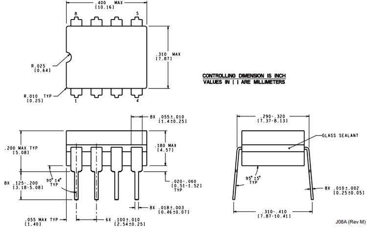 LM2904 IC Dimensions