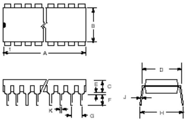DS1302 2D-model and Dimensions