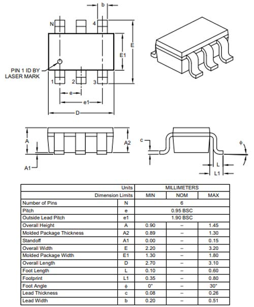 MCP4725 2-D Model and Dimension