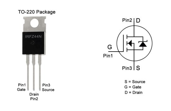 IRFZ44N MOSFET Pinout