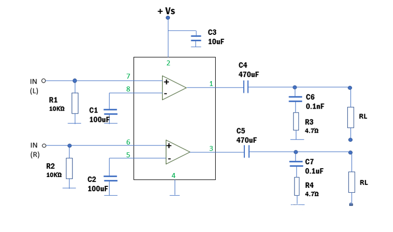 Working Principle of TDA2822 Amplification